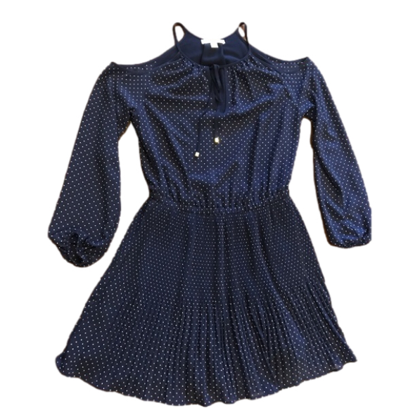 🌹Host Pick🌷Michael Kors Navy Polka Dot Dress - Picture 1 of 9